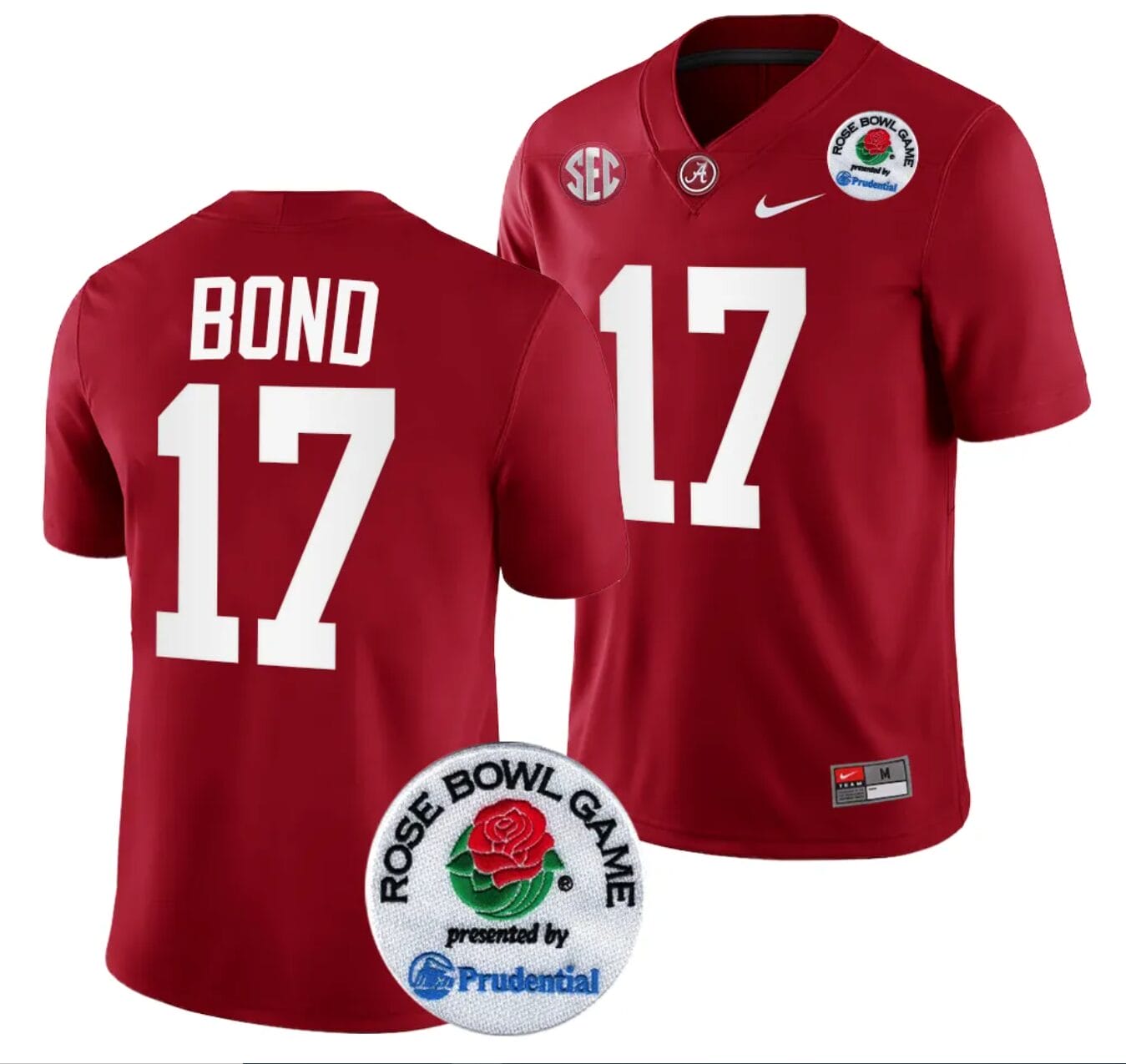 Isaiah Bond Jersey #17 Alabama Crimson Tide Rose Bowl Game 2024 Patch College Football Playoff Crimson