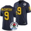 JJ McCarthy Jersey #9 Michigan Wolverines Rose Bowl Game 2024 Patch College Football Playoff Navy