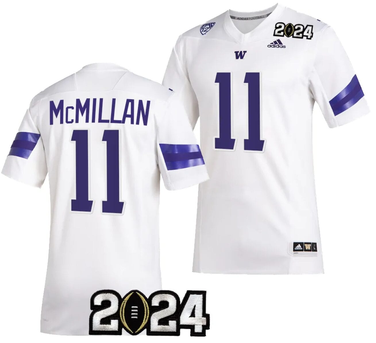 Jalen McMillan Jersey #11 Washington Huskies 2024 College Football Playoff National Championship White