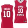 Jamison Battle Jersey #10 Ohio State Buckeyes College Basketball Lightweight Scarlet