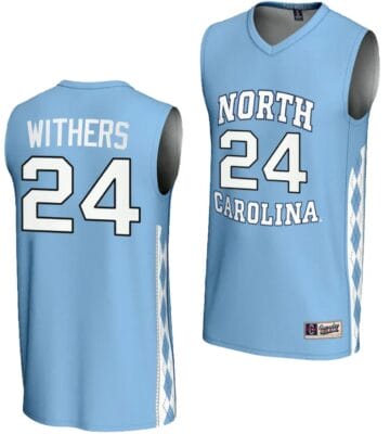 Jae'Lyn Withers Jersey #24 UNC Tar Heels Basketball Lightweight Blue