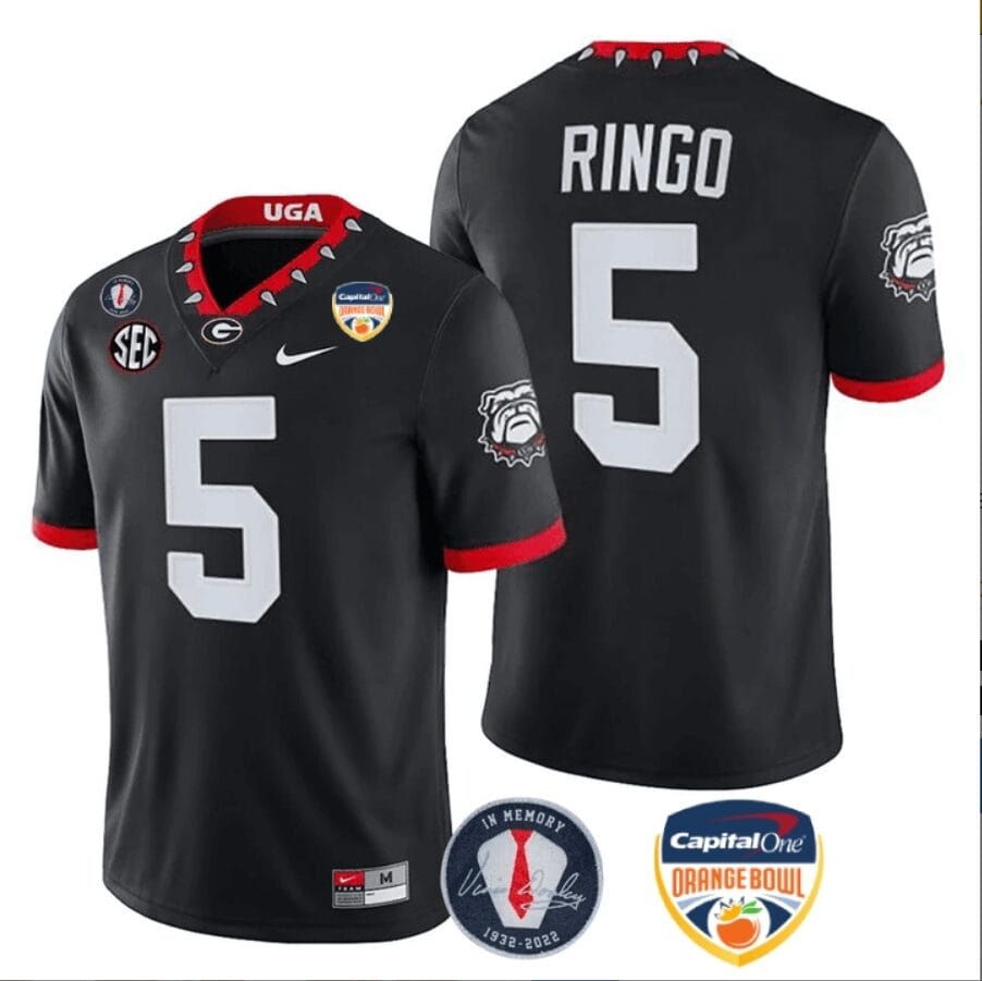 Kelee Ringo Jersey #5 Georgia Bulldogs Orange Bowl Patch Football Stitched Black
