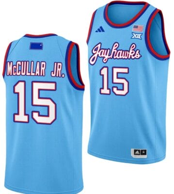 Kevin McCullar Jr Jersey #15 Kansas Jayhawks Basketball DRIP Alternate 2023-24 Baby Blue