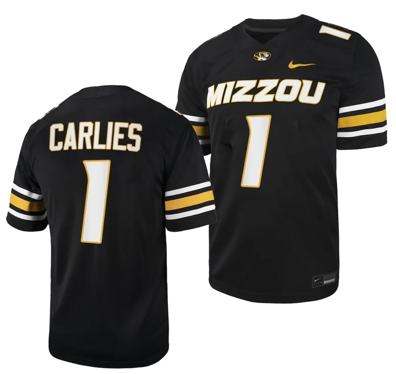 Missouri Tigers #1 Jaylon Carlies Jersey NCAA College Football 2023 Black