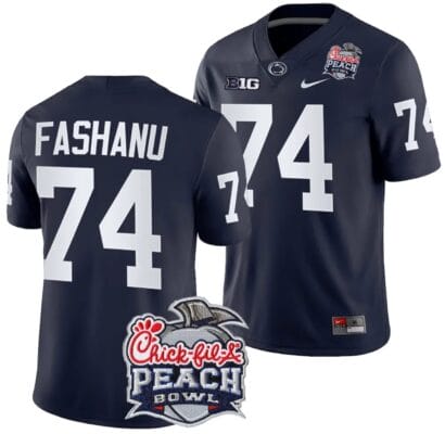 Olu Fashanu Jersey #74 Penn State Peach Bowl Patch 2024 College Football Navy