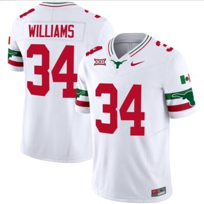 Ricky Williams Jersey #34 Texas Longhorns Mexico Vapor College Football White