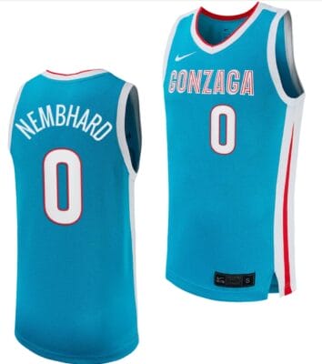 Ryan Nembhard Jersey #0 Gonzaga Bulldogs College Basketball Uniform 2023-24 Turquoise