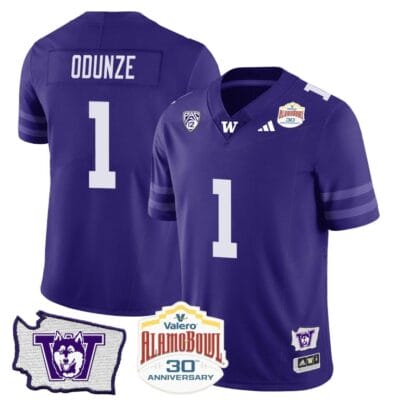 Rome Odunze Jersey #1 Washington Huskies Alamo Bowl Patch Football Purple