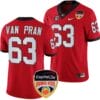Sedrick Van Pran Jersey #63 Georgia Bulldogs Orange Bowl Patch 2023 College Football Red
