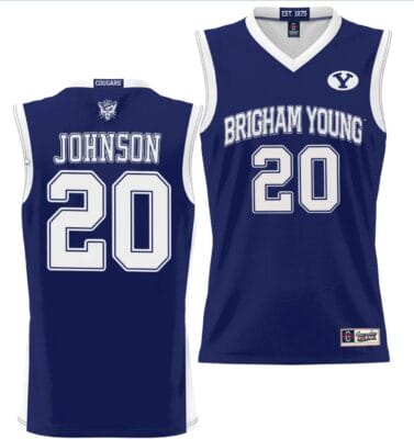Spencer Johnson Jersey #20 BYU Cougars NIL College Basketball Jersey Lightweight Navy