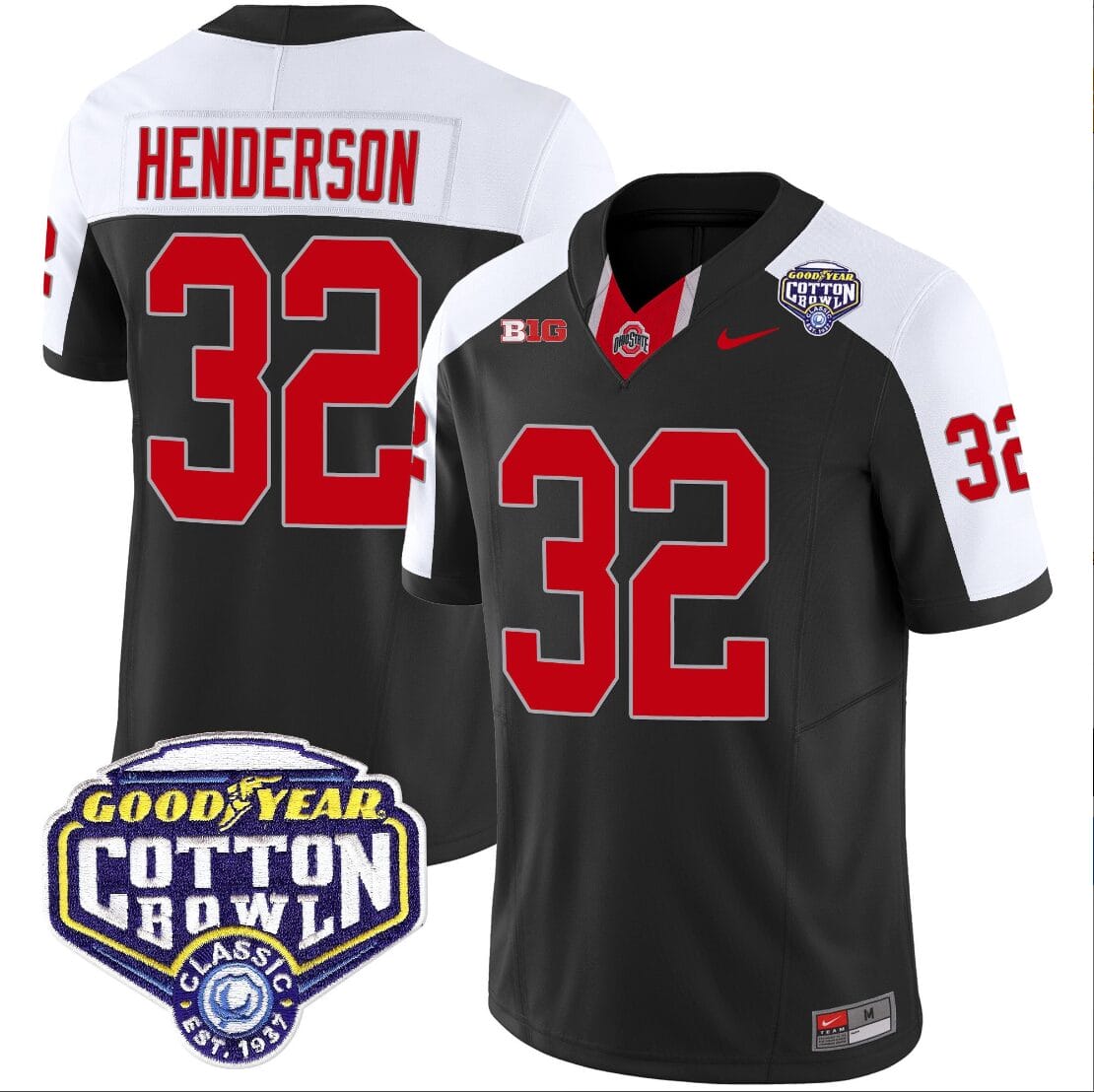 TreVeyon Henderson Jersey #32 Ohio State Buckeyes Cotton Bowl Patch Vapor Football Black Alternate