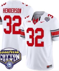 TreVeyon Henderson Jersey #32 Ohio State Buckeyes Cotton Bowl Patch Vapor Football White