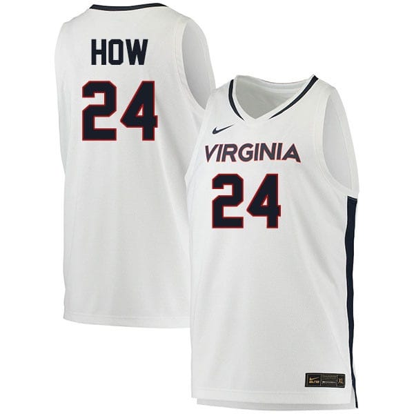 Tristan How Jersey #24 Virginia Cavaliers College Basketball Stitched White