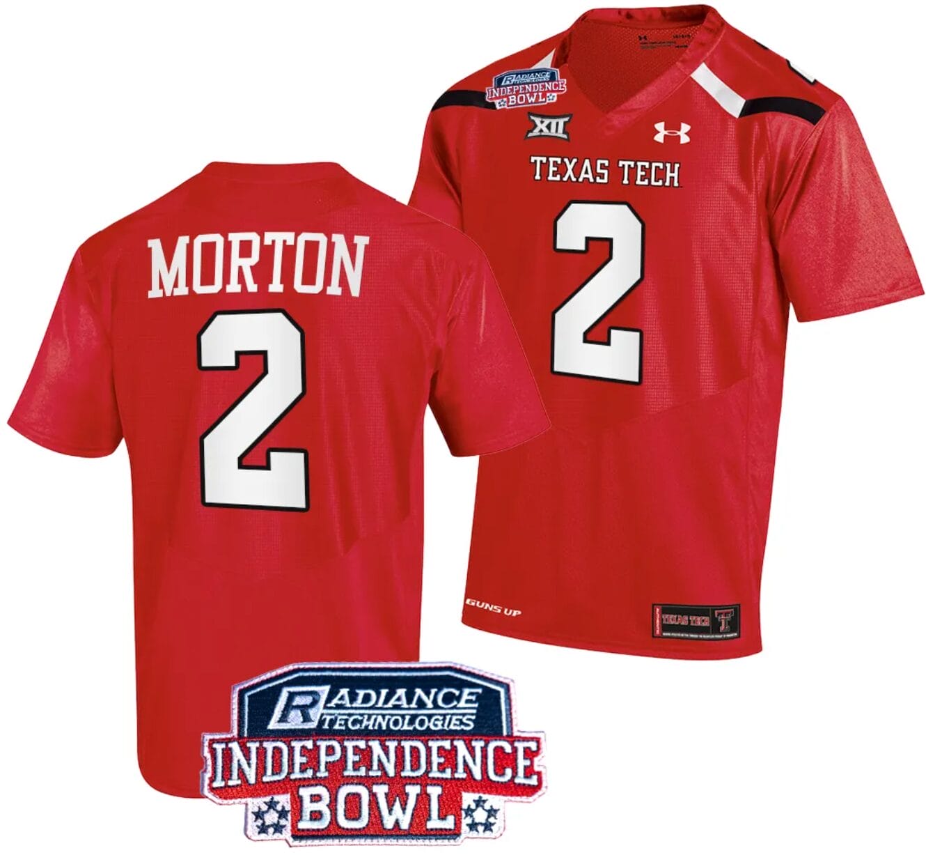 Behren Morton Jersey #2 Texas Tech Red Raiders Independence Bowl Patch Football 2023 Red