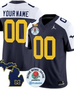 Custom Michigan Wolverines Jersey Name and Number Vapor Limited Rose Bowl Patch Alternate