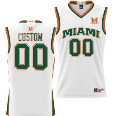 Custom Miami Hurricanes Jersey Name And Number NIL College Basketball Lightweight White
