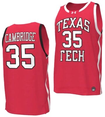 Devan Cambridge Jersey #35 Texas Tech Red Raiders Basketball Uniform Red