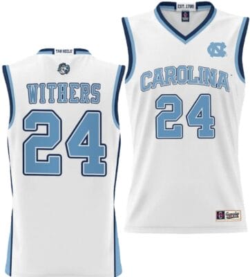 JaeLyn Withers Jersey #24 UNC Tar Heels College NIL Basketball Lightweight White
