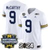 JJ McCarthy Jersey #9 Michigan Wolverines Vapor Limited Football 2024 National Champions Patch White