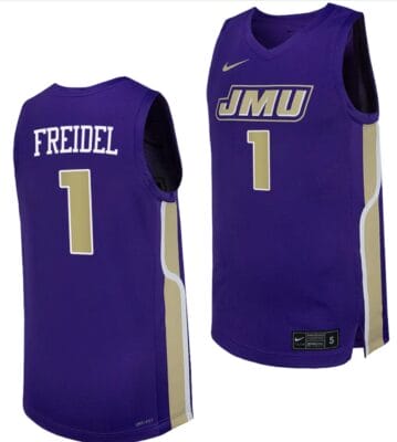 Noah Freidel Jersey #1 James Madison Dukes Replica Basketball Uniform Purple