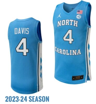 RJ Davis Jersey #4 North Carolina Tar Heels Replica College Basketball 2023-24 Blue