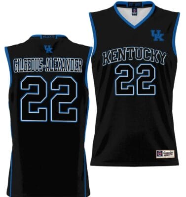 Shai Gilgeous Alexander Jersey #22 Kentucky Wildcats NIL College Basketball Lightweight Black
