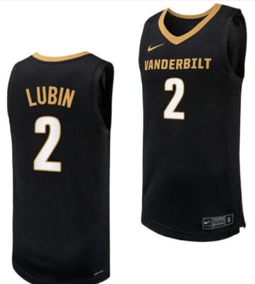 Ven Allen Lubin Jersey #2 Vanderbilt Commodores Replica Basketball Uniform Black