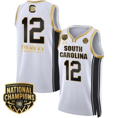 MiLaysia Fulwiley Jersey #12 South Carolina Gamecocks Basketball 2024 National Champions All Stitched White Gold