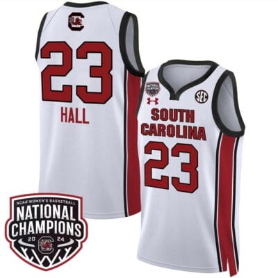 Bree Hall Jersey #23 South Carolina Gamecocks Basketball 2024 National Champions All Stitched White