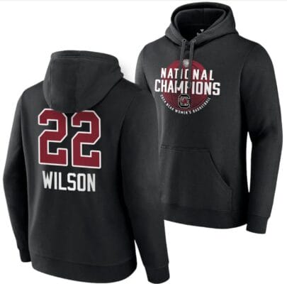 A'ja Wilson Hoodie #22 South Carolina Gamecocks 2024 NCAA Basketball National Champions Pullover Locker Room Black