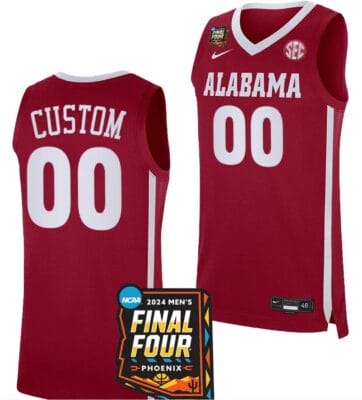 Custom Alabama Crimson Tide Jersey Name and Number 2024 NCAA March Madness Final Four Basketball Crimson