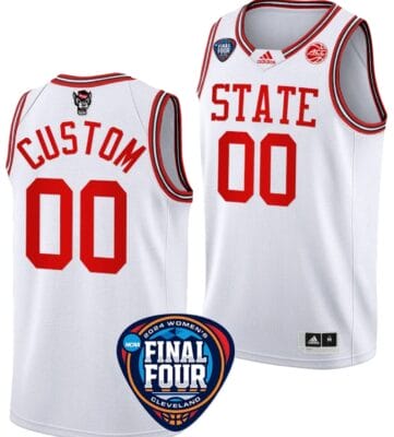 Custom NC State Wolfpack Jersey Basketball Name and Number 2024 NCAA March Madness Final Four White