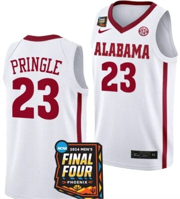 Nick Pringle Jersey #23 Alabama Crimson Tide 2024 NCAA March Madness Final Four Basketball White