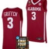 Rylan Griffe Jersey #3 Alabama Crimson Tide 2024 NCAA March Madness Final Four Basketball Crimson