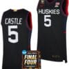 Stephon Castle Jersey #5 UConn Huskies Basketball 2024 NCAA March Madness Final Four Navy