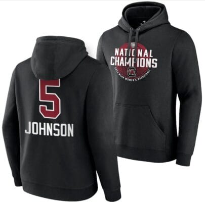 Tessa Johnson Hoodie #5 South Carolina Gamecocks 2024 NCAA Basketball National Champions Pullover Locker Room Black