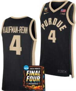 Trey Kaufman Renn Jersey #4 Purdue Boilermakers 2024 NCAA March Madness Final Four Basketball Black