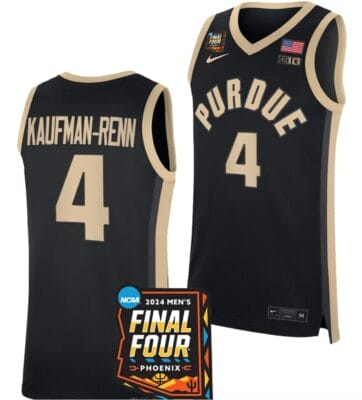 Trey Kaufman Renn Jersey #4 Purdue Boilermakers 2024 NCAA March Madness Final Four Basketball Black