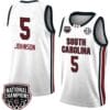 Tessa Johnson Jersey #5 South Carolina Gamecocks 2024 NCAA Basketball National Champions White Red