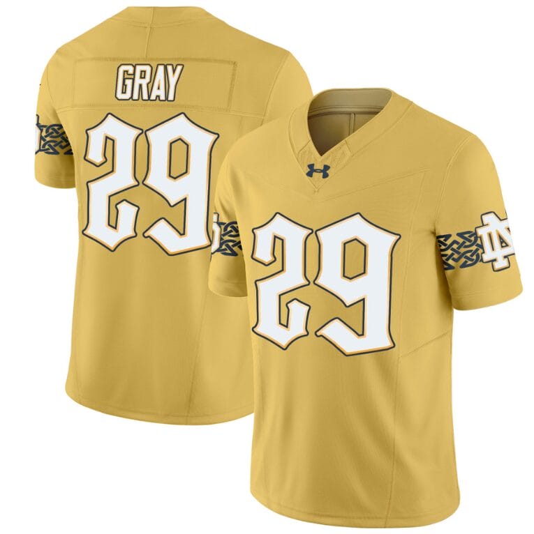 Christian Gray Jersey #29 Notre Dame Fighting Irish 2024 Vapor Limited College Football Gold
