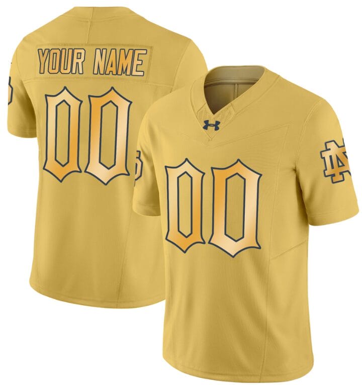 Custom Notre Dame Jersey Name and Number Fighting Irish 2024 Vapor Limited College Football Gold