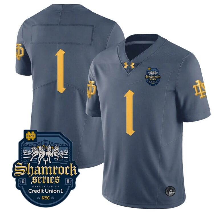 Jordan Clark Jersey #1 No Name Notre Dame Fighting Irish 2024 Shamrock Series Uniform College Football