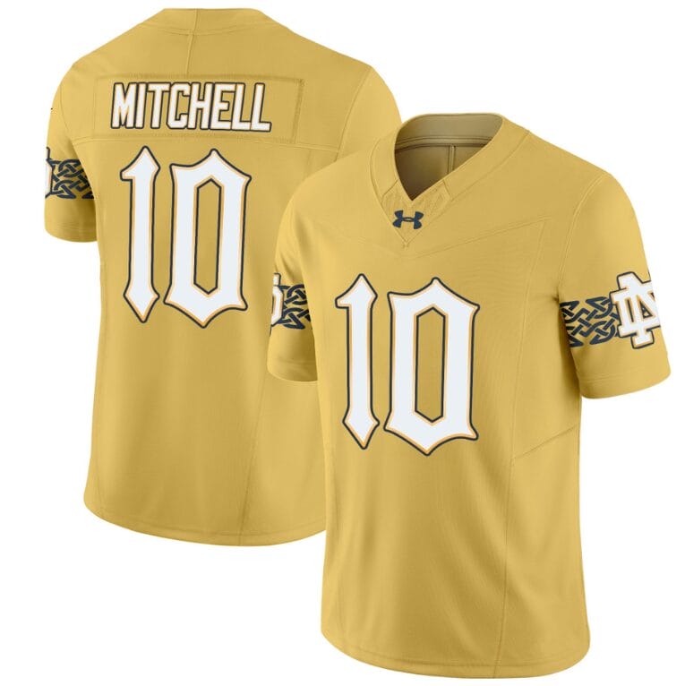 Kris Mitchell Jersey #10 Notre Dame Fighting Irish 2024 Vapor Limited College Football Gold