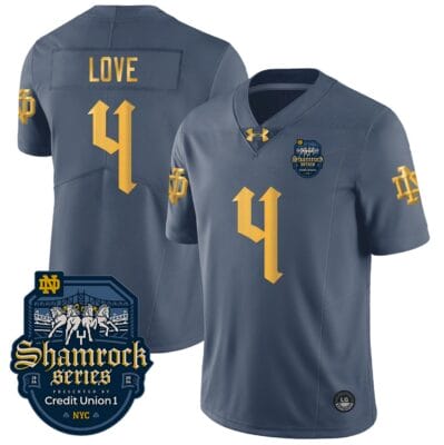 Notre Dame Shamrock Series 2024 Jersey Number 4 Name On The Back College Football Stitched