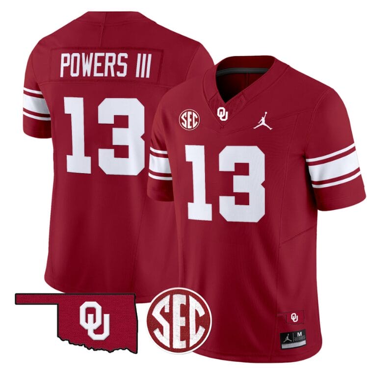 Reggie Powers III Jersey #13 Oklahoma Sooners Football Throwback Vapor Limited Stitched Crimson