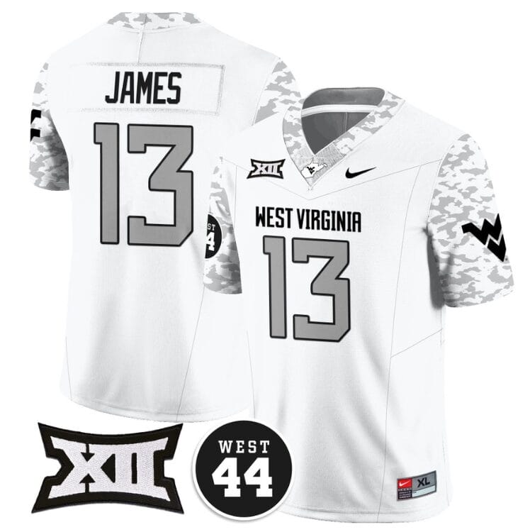 Sam James Jersey #13 West Virginia Mountaineers 2024 Vapor Limited Football Honor Jerry West Stitched White