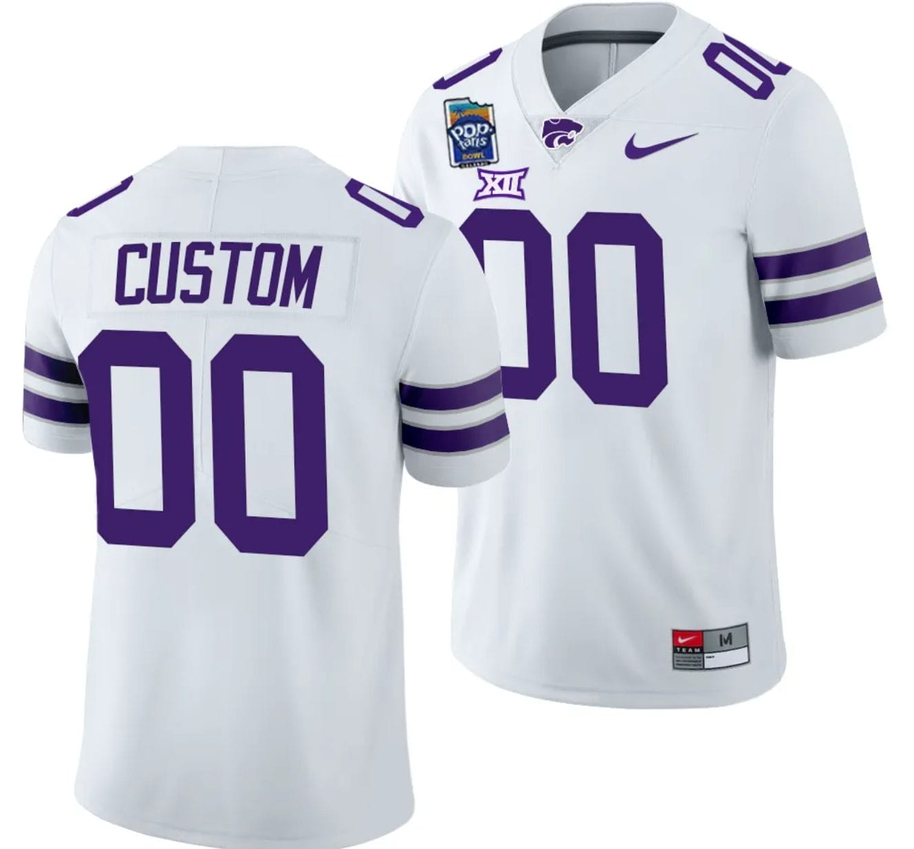 Custom Kansas State Jersey Name and Number 2023 Pop-Tarts Bowl Football White