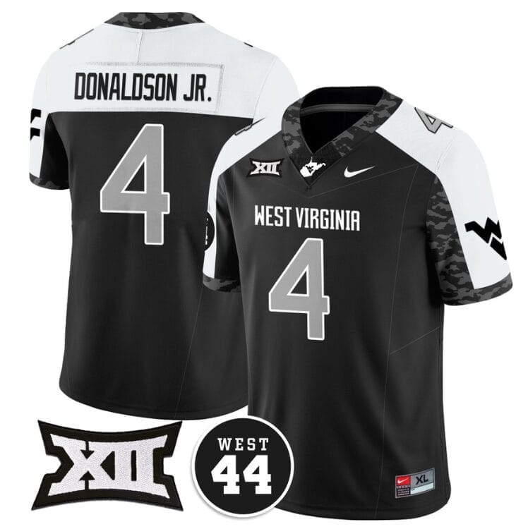CJ Donaldson Jr Jersey #4 West Virginia Mountaineers 2024 Vapor Limited Football Honor Jerry West Stitched Alternate