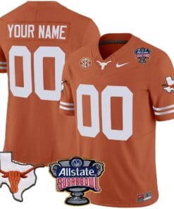 Custom Texas Longhorns Jersey Name and Number Sugar Bowl Patch Football Texas Orange