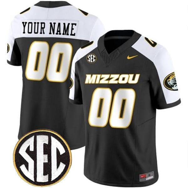 Custom Missouri Tigers Jersey Name and Number College Football Black Vapor F.U.S.E Limited All Stitched